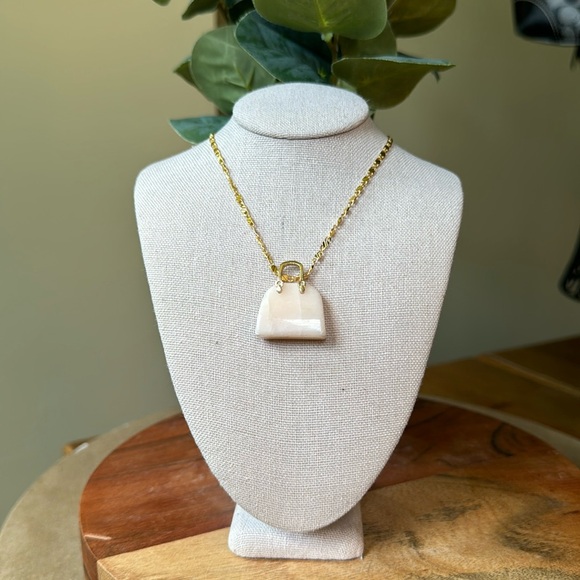 Hand Crafted Jewelry - Pink Amethyst Bag Charm Necklace